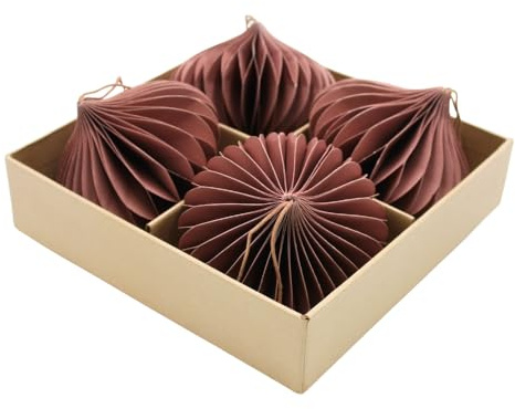 Hochwertige Papierkugeln, Baumanhänger, Honeycombs Weihnachten, Papieranhänger Weihnachten, Wabendiamanten, Papierhoneycombs Diamantenform in Geschenkbox, 4 Stück, Größe: L/B/H 9 cm x 9 cm x 9 cm.