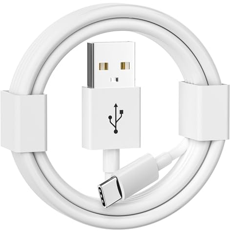 Generico Cable USB-A a USB-C, 1 m, blanco, carga y transferencia de datos, compatible con iPhone 16, 15, iPad, AirPods, cable de datos