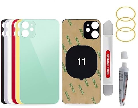 BAYERQ Vetro posteriore di ricambio compatibile con iPhone 11 - Vetro Cover batteria con strumenti (verde)