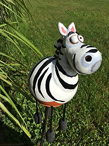 villa-lilla Keramik Zebra Gartenkugel Handarbeit Gartenstecker Beetstecker Kugel Pferd Stele