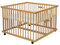 Kidsmax Laufgitter David 120x120 Buche Natur inkl. Holzkugeln, Polsterboden, Schlupfsprossen, Höhenverstellung und Rollen