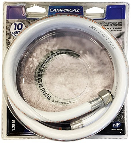 Campingaz 204665 Tuyau Souple à Visser de 1.25m pour Barbecue à Gaz, Blanc