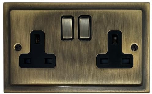 G&H Brassware TAB310 Victorian Antique Brass 13A Switched 2 Gang Double Socket