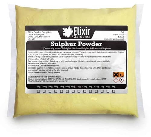 Elixir Gardens Flowers of Sulphur Fungicide & Soil Conditioner | Sulphur Powder Fertiliser | Various quantities available from 50g to 5kg | 50g