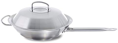 Fissler Original-Profi Collection/Edelstahl-Wok (Ø 30 cm) Stielwok unbeschichtet, Asiapfanne mit Metall-Deckel, alle Herdarten - auch Induktion