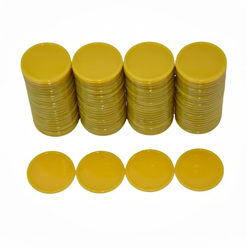 SmartDealsPro 100 Stück 25 mm/2,5 cm blickdichtem Kunststoff Lernen Zählen Marken Poker Chips mit Aufbewahrungsbox, goldfarben