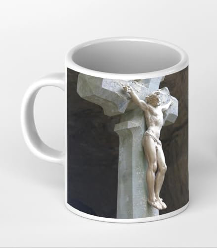 deyoli Jesus Christus am Kreuz als Motivetasse Quadratisch 300ml, aus Keramik weiß, wunderbar als Geschenkidee oder ihre Neue Lieblingstasse