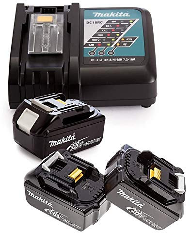 Makita Genuine DC18RC 7.2-18V Li-Ion Fast Charger + 3 x BL1850 5Ah Batteries