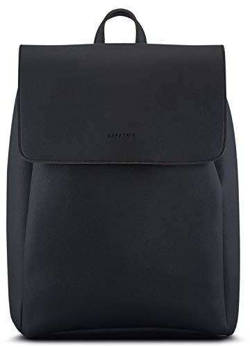 Expatrié Rucksack Damen Elegant Schwarz - Noelle - Moderner Lederrucksack Für City, Business, Uni - Aus Veganem Leder - 9L