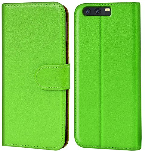 Verco Handyhülle für Huawei P10 Hülle, Hülle für Huawei P10 Tasche PU Leder Flip Case Brieftasche - Grün