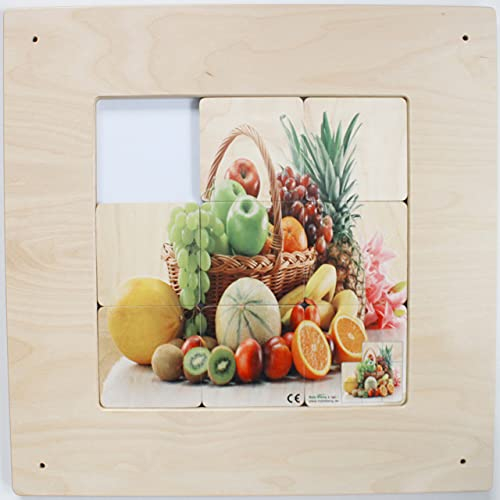 Schiebebild Obstkorb / Wandspiel / Material: Holz / Farbe: Natur / Größe: 48 x 48 cm / Made in Germany / 3+