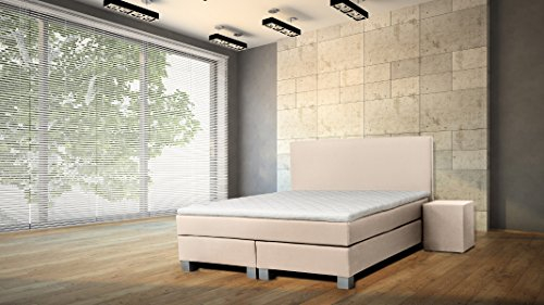 WELCON boxspringbettenshop24.de - ORIGINAL Rockstar LE Taschenfederkern Luxus Boxspringbett 150x200 Härtegrad H3 in beige Creme TTF in Matratze und Boxen, inkl. Topper Polsterbett