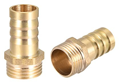 sourcing map 2 pièces Raccord cannelé tuyau en laitonconnecteur 16mm Barbeléx1/2 G Mâle Raccord Tuyau D'arrosage, Connecteur Cannelé En Laiton Pour Pompe Eau