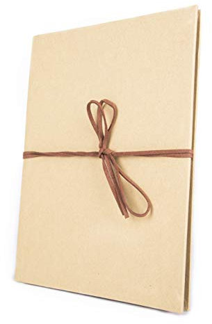 Smiling Art Fotoalbum 18 Seiten (34 Blatt) zum selbst gestalten/basteln, zum einkleben, DIY Scrapbook, braune Seiten, A4, mit Zubehör Kit (Beiges Cover + Braune Seiten + faltbar, 28x21x1,6 cm)