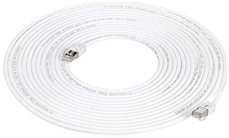 Amazon Basics Cable para internet Ethernet Gigabit de banda ancha RJ45 Cat 7, para Servidor, 15.24 m (paquete de 1), Blanco