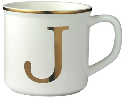 Miicol Ceramic Coffee Mug 16 oz, Monogram Coffee Cup, Golden Initial Tea Mug, Personalized Tea Cup, Unique Gift, Large Mug for Home, Office, Letter J