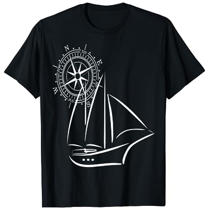 Segelschiff mit Kompass maritim T-Shirt