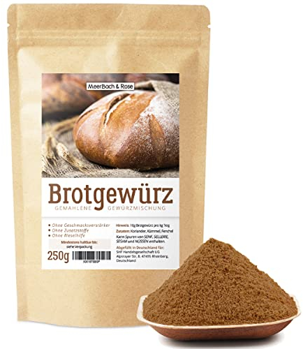Brotgewürz bayerische Art, Gourmetmischung, 250g Brotgewürzmischung mit Kümmel, Fenchel und Koriander, herzhafte Gewürzmischung für Brot, Naturprodukt, ohne Salz und künstliche Zusätze