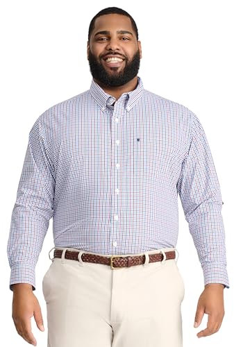 IZOD Herren Big and Tall Performance Comfort Long Sleeve Plaid Hemd mit Button-Down-Kragen, Biking Red Check, XXL Gro