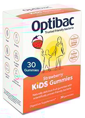 Optibac Kids Probiotic with Vitamin D & Calcium for Immune System Support & Gut Health and 2 Billion Bacterial Cultures - 30 Vegan Gummies
