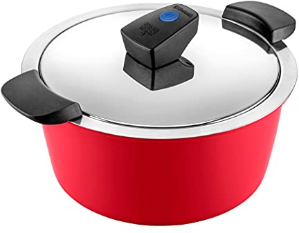 KUHN RIKON HOTPAN COMFORT Servierkasserolle rot 3L/22cm, Edelstahl, alle Herdarten inkl. Induktion