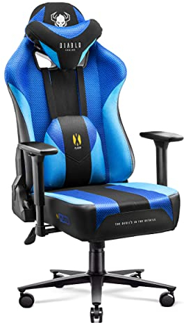 Diablo Sedia da Gaming in Tessuto X-Player 2.0 - Gaming Chair Ergonomica con Braccioli 3D - Cuscino Cervicale/Lombare Funzione Dondolo - Sedia per PC, Poltrona Gaming, Sedia Ufficio 160 kg - King (XL)