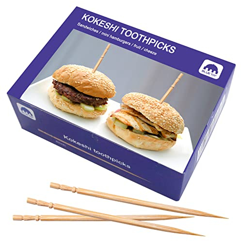 BLUE TOP 1500 pcs 4 Inch Kokeshi Toothpicks Skewers,High-Class & Cost-Effective Appetizer Picks, Extra Long toothpicks for Appetizers Cocktails Fruit Olive