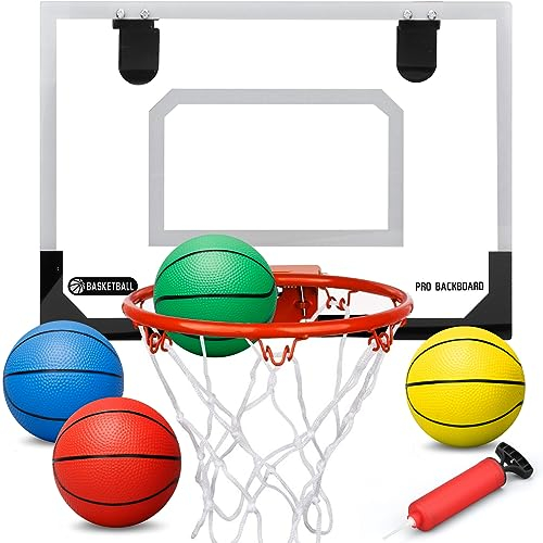 Mini Basketball Hoop for Kids & Adults - Over The Door Hoop with 3 Rubber Balls, Perfect for Home & Office