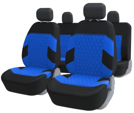 TOYOUN Autositzbezüge Universal Set Blau - Auto-Sitzbezüge Komplettset - Auto-Sitzschoner/Schonbezüge Universell passende Auto, 2 Vordersitzbezüge, 1 Rücksitzbezug