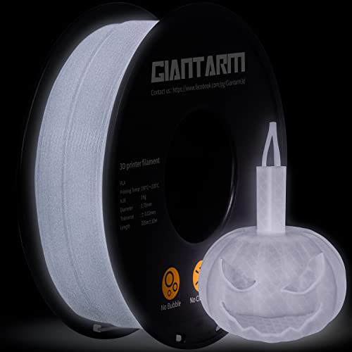 GIANTARM Leuchtet PLA Filament 1,75 mm,Glow In The Dark, Maßgenauigkeit: ±0,02 mm, 3D-Druck-Filament 1 kg 1 Spule,Luminous Weiß