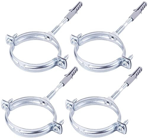 SKIR'CO Confezione da 4 staffe per tubi con diametro di 60-64 mm, morsetti, supporti per tubi per montaggio a parete e a soffitto (4 pezzi)