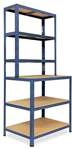 shelfplaza® 190x80x60cm HOME Werkbank Regal Schwerlast blau mit 6 Böden à 145kg Tragkraft/Metall Schwerlast Steckregal Schwerlastregal Stufenregal Metall Regalsystem/Regale Lagerregale