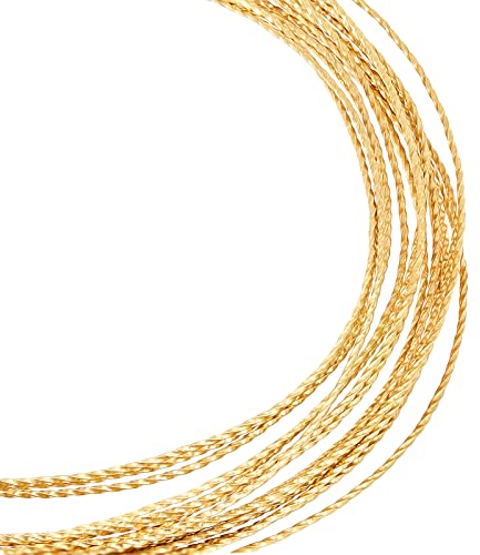 PandaHall Alambre de cobre trenzado de 16.4 pies, alambre sólido de joyería de calibre 18, alambre dorado resistente al deslustre, para collar, pulsera, joyería, escultura, trabajo, árbol de la vida