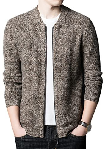 SaoBiiu Autunno e Inverno Maglione di Lana Con Cerniera Uomo Cardigan Lavorato A Maglia Ispessificato Cardigan Da Uomo Caldo, Khaki9, XL