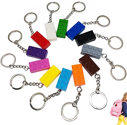Brateuanoii 12 Pezzi Portachiavi a Blocchi di Costruzione, Brick Portachiavi Portachiavi Decorativo Set Portachiavi, Portachiavi da Costruzione per Feste di Compleanno per Bambini(12 Colori)