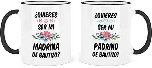Casitika Quieren Ser Mis Padrinos De Bautizo - Juego de tazas Padrinos De Bautizo Propuesta Idea de regalo Madrina - Propuesta Padrino en español, Tazas de 11 Onzas
