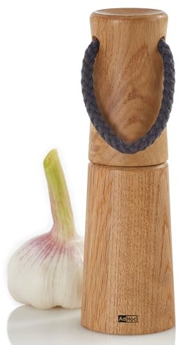 AdHoc MP832 manuelle Salzmühle oder Pfeffermühle YASO 20 cm | langlebiges Keramik Mahlwerk & edler Holzkorpus | Mahlergebnis fein bis grob | mit Tragegriff ideal für BBQ