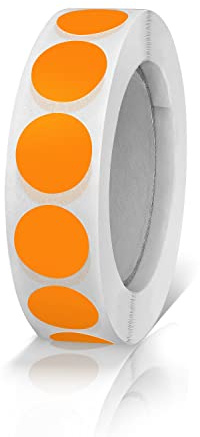 Meitaat Orange Round Dot Stickers 13mm Coloured Circle Labels 1000 Pcs | Waterproof Vinyl, Strong Adhesive, Removable Sticky Dots, Colour Coding, Planners, Calendars, Office, Inventory, Organisation