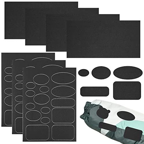 Tikplus Tent Repair Kit, Waterproof Air Bed Repair Patch Kit, Nylon Air Mattress Puncture Repair Patches for Airbed, Awnings, Down Jacket, Inflatable Swimming Pools (Black-7Sheets)