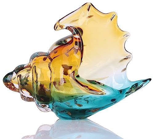 DOVDOV Muschel-Statue aus geblasenem Glas, Küstendekoration, Muscheln, Horn-Skulptur, Kunst für Büro, Wohnzimmer, Esstisch, Badezimmerregal und Schrankdekoration