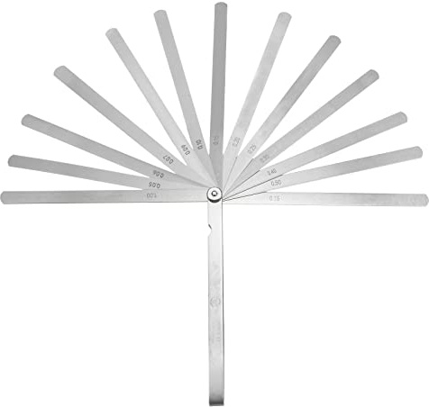 QUARKZMAN 14 Hojas Medidor Calibre 0, 05-1, 0 mm Acero Calibre Métrico | Brecha Medición Herramienta, Inoxidable Acero, Grosor 200 mm Longitud, para Medición
