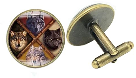 1 Paar Männer Manschettenknöpfe Wolf Totem Glas Konvex Wikinger Nordic Wolf Charm Männer Geschenk-1