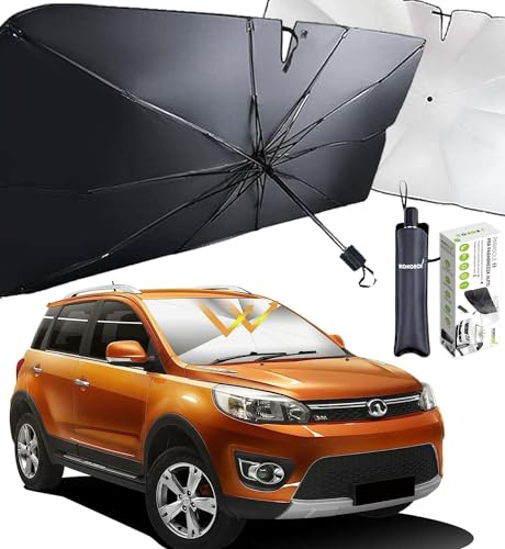 KOKOBOX Parasol Coche Delantero Plegable 140x78cm Paraguas Delantero, Protector Solar, Bloquea Los Rayos UV del Sol generando Sombra