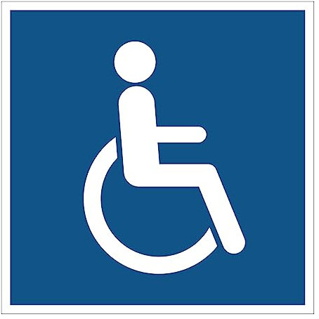 Obligatorische Klebepflicht NF ISO7010 – Quadratischer, Laminierter Schilderkleber, Wasser- und UV-beständig – Behinderten-Toiletten - 15x15 cm