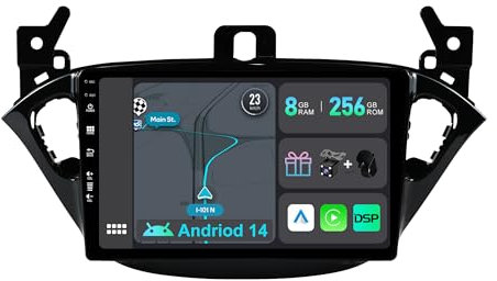 YUNTX [8GB+256GB] Android 14 Autoradio für Opel Corsa/Adam (2013-2019)-[Integriertes CarPlay/Android Auto/DSP/GPS]-9” IPS Touch Screen-CAM+MIC-DAB/Mirror Link/Bluetooth 5.0/AHD/360 Kamera/WiFi