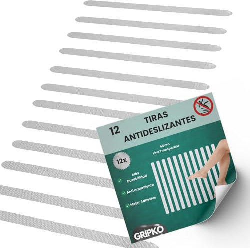 Diko.style® - 12 Pegatinas Antideslizantes Bañera Transparente - Antideslizante Ducha , Pegatinas Bañera Bebe y Mayores , Antiresbalante Adhesivo Mejorado, Baño Seguro - Tiras Invisibles - Recto 45cm