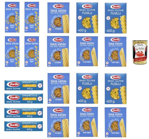 Italian Gourmet Glutenfreie Italian Gourmet Mix pasta senza glutine Mais | Fusilli, Penne, Tortiglioni, Ditalini e Spaghetti; kochfest, al dente, für, Gesamtnettogewicht 8 kg + Kostenlos Polpa 400g
