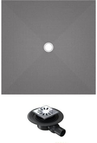 Receveur de douche à carreler 90 x 90 WEDI Fundo Primo carré écoulement centrée + bonde horizontale