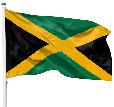 PHENO FLAGS Bandera de Jamaica - bandera jamaicana 90 x 150 cm con ojales de latón - bandera resistente para asta - 100% poliéster