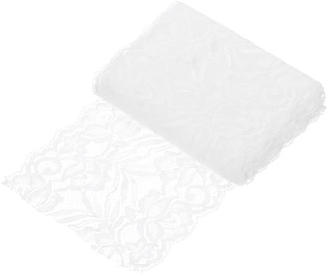 sourcing map 6 Inch Wide 5 Yard Lace Ribbon Floral Pattern Silver Lace Trim Ribbon for Sewing Making,and DIY Crafts,Gift Wrapping,Wedding Decor